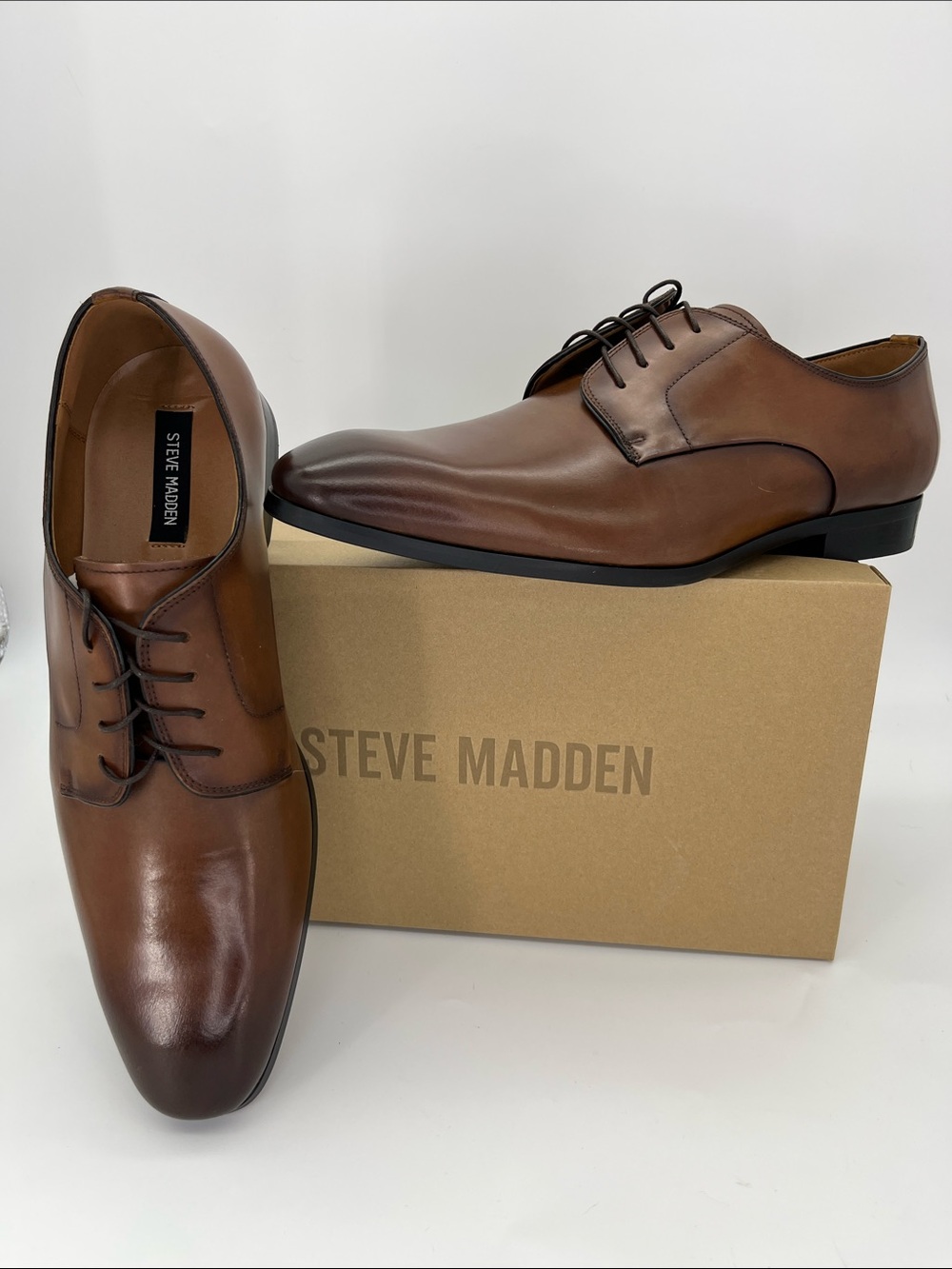 Steve Madden Brown Leather Derby Dress Shoes